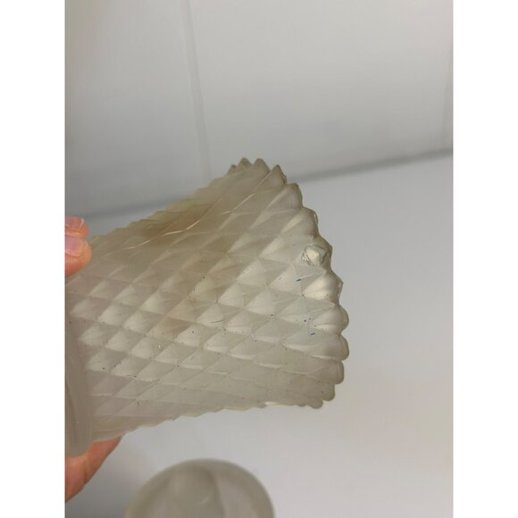 VTG Frosted Glass Diamond Point Votive Peg Candle Holders – Set of 2 Sconce Cups - Picture 6 of 7